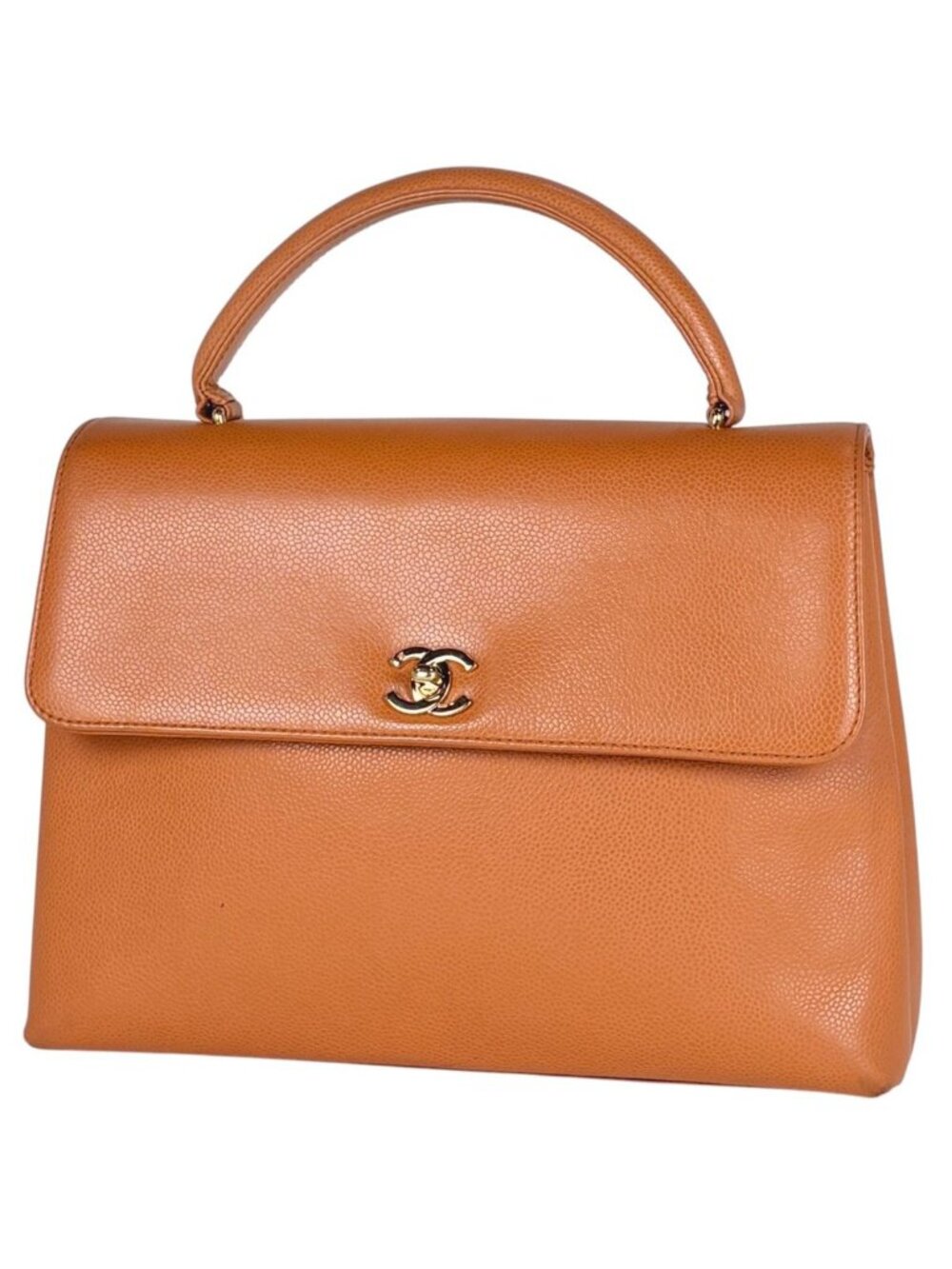 Chanel Handbag CC Logo Caviar Leather Orange